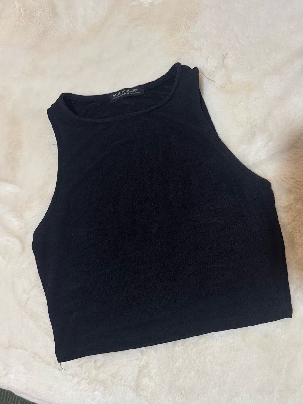 Basic High Neck Black Crop Tank Top by Daily Collection